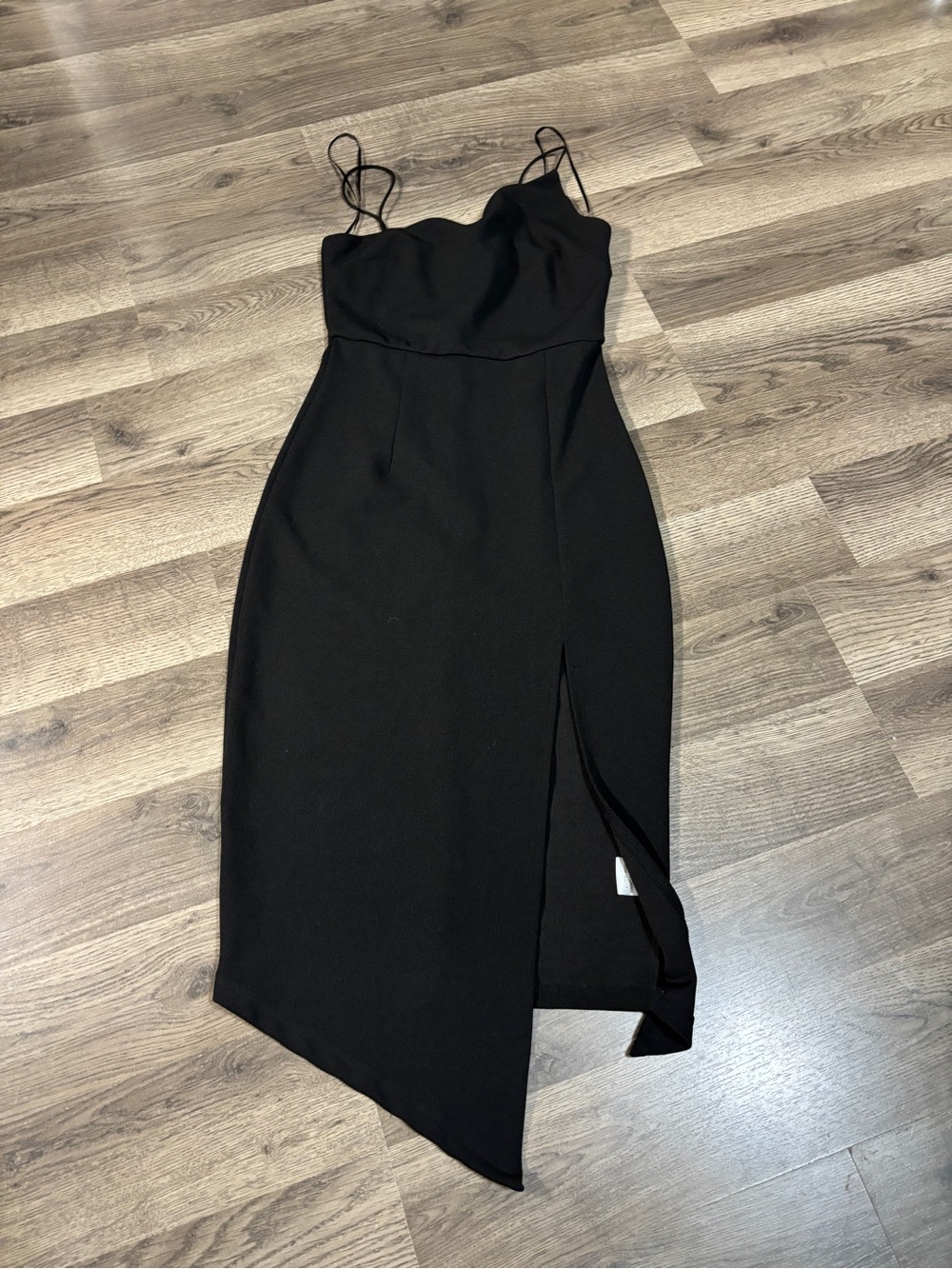 Princess Polly Black Asymmetrical Midi Dress